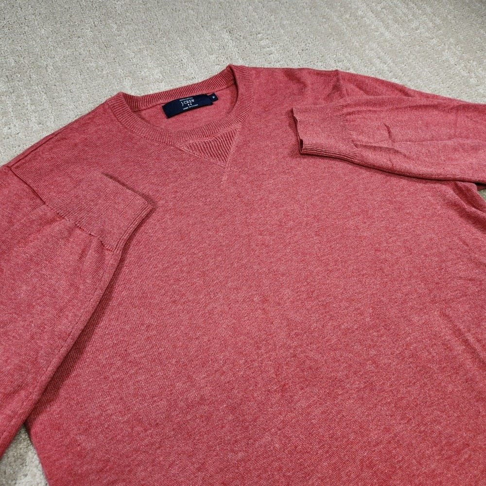 J Crew Sweater Men Medium‎ Cotton Knit Crewneck Red Preppy Academia